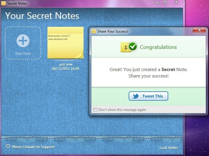 Secret Notes: guarda tus post-its con contraseña en el escritorio