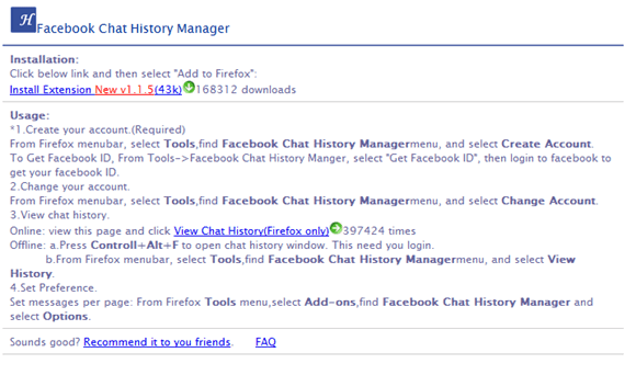 Instrucciones Facebook History Chat